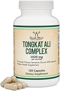 Tongkat Ali Extract 200 to 1 for Men (Longjack) Eurycoma Longifolia, 1020mg per Serving, 120 Capsules - Men's Health Support with 20mg Tribulus Terrestris (Third Party Tested) by Double Wood
