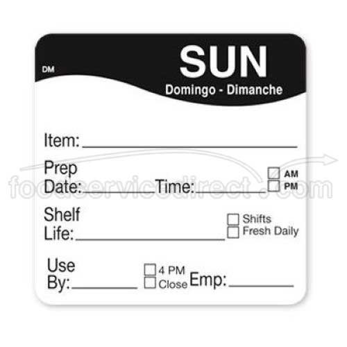 DissolveMark 2 in x 2 in Sunday Shelf Life Label by DayMark – Model 1122137
