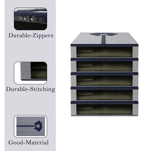 Image of Kuber Industries Cotton Shirt Organizer for Wardrobe with Transparent Window | Cupboard /Wardrobe Organizer for Storage | Lining Design - Blue
