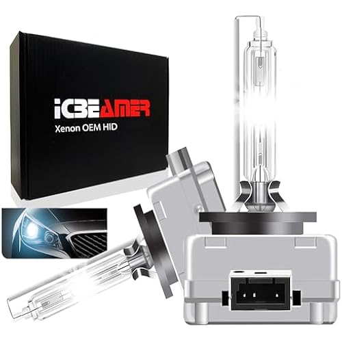 ICBEAMER D1S D1R D1C Xenon HID Headlight Bulbs – 8000K Ice Blue, 35W 3200LM OEM Replacement Low Beam – DOT Compliant Plug and Play Fit (Pack of 2)