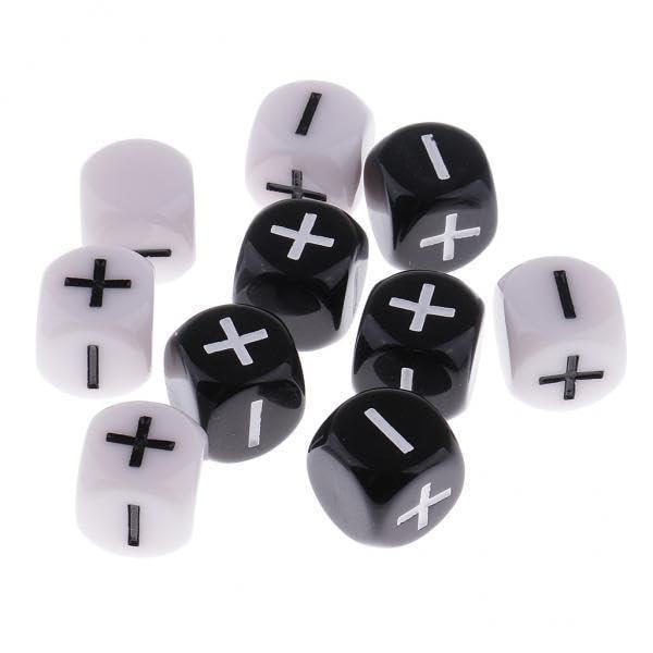 UJEAVETTE Toy 10x10 Pieces Plastic 6-Sided Dice Minus Plus D6 for Party Bar Game Props Game Pieces, Parts-picture-11