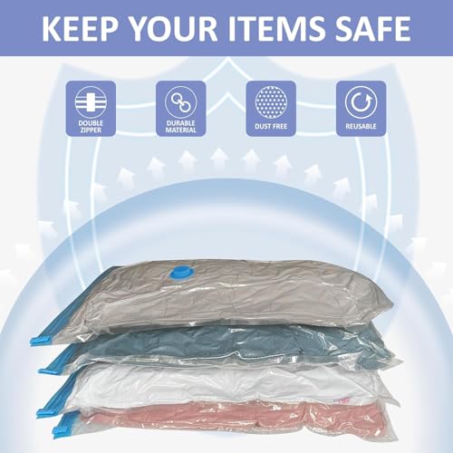 Image of Vacuum Storage Bags with Electric Pump, 10 Pack Jumbo, Space Saver Bags with Pump, Storage Vacuum Sealed Bags for Clothes, Comforters, Blankets, Bedding