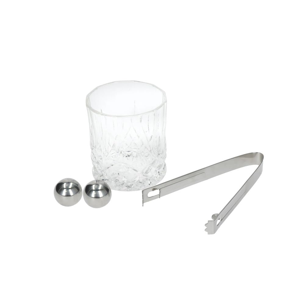 BarCraft Whiskey Glass and Stone Set in Gift Box - Yellow