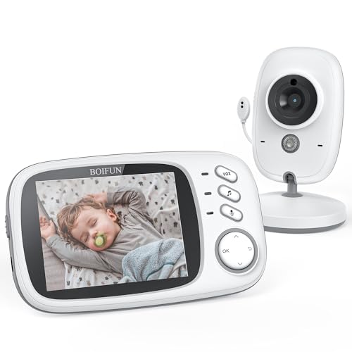 Baby Monitor, Wireless Video Baby Monitor with Camera, 3.2'' HD Screen, VOX Mode, Rechargeable Battery, Night Vision, Two-Way Talk, Feeding Reminder, Smart Temperature, 8 Lullabies, Baby/Elder/Pet