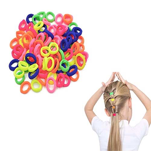 100Pcs Baby Hair Ties for Girls and Kids Elastic Toddler Hair Ties, Cotton Toddler Hair Ties , Candy Color Small Seamless Hair Ties, No Crease Soft Hair Accessories Ponytail Holders Assorted Colors