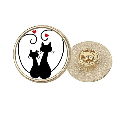 Broche ronde en métal doré pour les amoureux des chats taille M