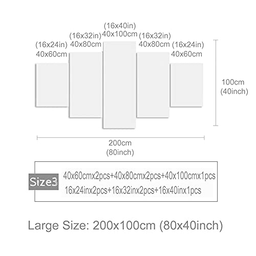 Luduhu Love Sanctuary Canvas Print Wall Art - 5 Pieces Sweet Home Sign Wall Art,White Home Sweet Heart Painting,Modern Family Wall Decor (G,Oversize 80X40Inch) #TOP4