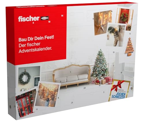 fischer Adventskalender 2026 24 praktische Befestigungslösungen für kreative Heimwerker Bastler und DIY-Fans Mix aus Dübeln Schrauben Bits Bohrern und mehr 145-teilig