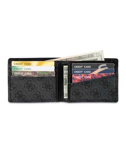 Image of Guess Men's Saffiano Slimfold Wallet, Black, One Size, Saffiano Slimfold Wallet