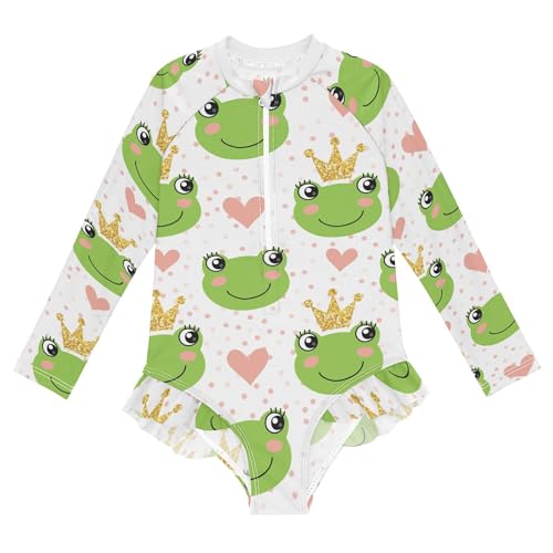 Image of Baby Girl Bathing Suit Long Sleeve UPF 50+ One Piece Toddler Swimsuit