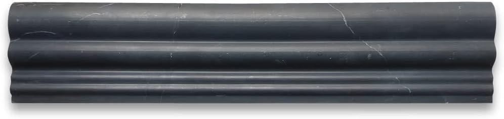 Stone Center Online Nero Marquina Black Marble 2-1/2x12 Chair Rail Trim Molding Honed Kitchen Bath Wall Floor Backsplash Shower 1 piece