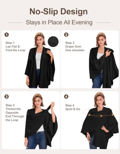 Image of PULI Womens Cross Front Poncho Shawl Wrap Elegant Wedding Formal Gift