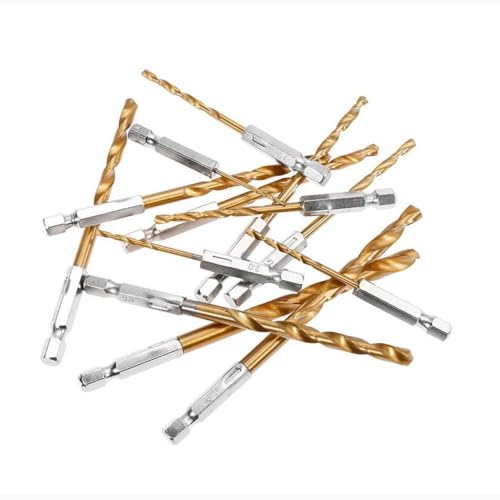 Kit de Ferramentas Brocas HSS Revestidas de Titânio 13 Peças com Adaptador Haste Hexagonal Compatíve