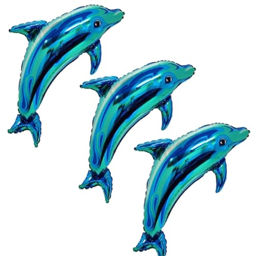 Image of AR GIFTZADDA 3 Pcs Dolphin Foil Balloon Birthday Decorations, Baby Shark /Fish /Dolphin Party Supplies for Boys Girls Kids 1st 2nd 3rd 4th 5th Party Decorations (Dolphin 3 Pcs)