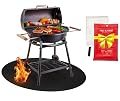 ejomo Under Grill Mats for Outdoor Grill Deck Protector - Black Under BBQ Grill Mat w/Fire Blanket & Corner Weights, Double-Sided Fireproof Design, Heat Resistance Up to 2000°F, Round, 40 Inches