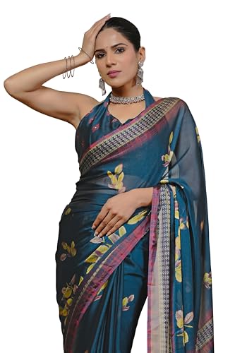 Image of MIRCHI FASHION Saree for Woman | Chiffon Floral Printed Breathable Occasional Sari with Blouse