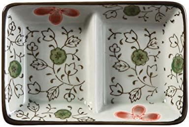 Nishida 120164 No. 4.5 Double Compartment Sauce Dish (Red Cosmos), Home Restaurant, Commercial Tableware
