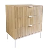 petite commode vintage scandinave Design scandinave élégant : Avec son bois clair et ses rainures verticales, cette commode apporte une touche contemporaine naturelle, parfaite pour sublimer une chambre, un salon ou une entrée.