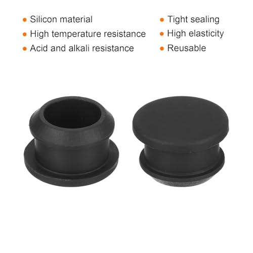 Image of MECCANIXITY Silicone Snap in Locking Hole Plugs,Rubber Panel Seal Cover Flush Type Panel Round for Kitchen Rubber Bulkheads Waterproof Sealing Plugs 13.5mm /0.53 Inch Diameter Black,Pack of 4