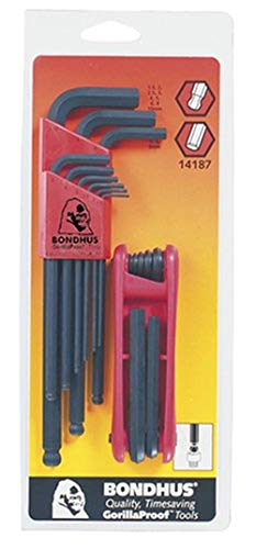 Bondhus 14187 Balldriver L-wrench Set #10999 (1.5-10mm) & GorillaGrip Hex Fold-up Set #12587 (2-8mm) Bonus Set