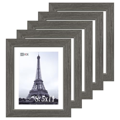 VCK 8.5 by 11 Picture Frame 5 Pack, High-End Grey Wood, for Diploma