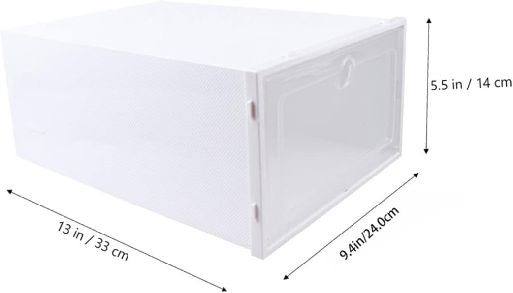 Healifty 6pcs Transparent Stackable Drawer Type Shoe Boxes with Breathable Design Easy Use Containers for Closet Entryway Under Bed Storage Men's White