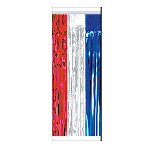 Pkgd 1-Ply FR Metallic Table Skirting (red, silver, blue) Party Accessory (1 count) (1/Pkg)