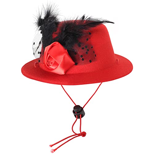 Sombrero y collar de disfraz formal para mascotas Yewong miniatura 2