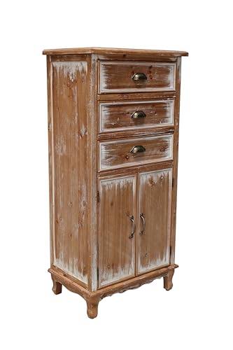 Image of LKTART 55 inch Tall Solid Wood Kitchen Pantry Storage Cabinet with Drawers | Solid Wood Frame;Farmhouse /French Country Narrow Corner Glass Display Cabinet;Narrow Storage Cabinet;Tall Accent Cabinet