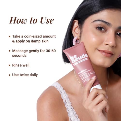 Image of Neude Brightside 50ml Detan & Brightening Gel Face Wash with Goat Milk, Vitamin C & Tartaric Acid for Dark Spot Removal, Pigmentation & Glow, Face Wash for Men & Women