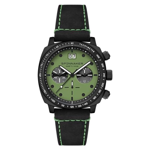 Image of Spinnaker Men's 42mm Hull Chronograph Watch with Leather Strap SP-5068