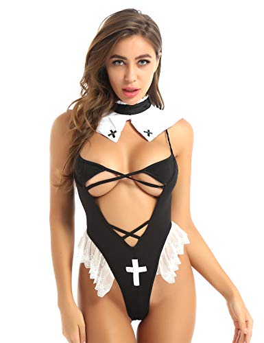 Nuisette babydoll sleepwear sexy et uniforme soubrette coquine noire