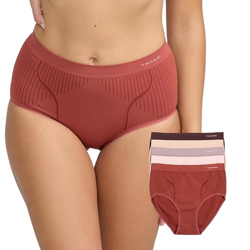 TAHARI Women's 5-Pack Ribbed Seamless Underwear Brief