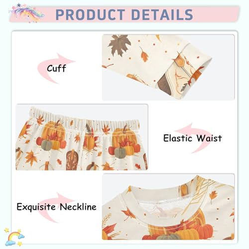 Pajama Sets Long Sleeve Autumn Cowboy Boots and Pumpkins Soft Comfy Sleepwear 2 Piece PJS 3-8T4
