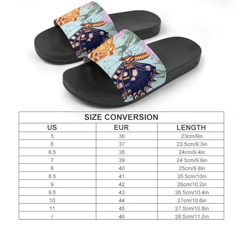 Butterflies And Thistle Flower Shower Slippers for Women Men Casual Non-Slip Slide Sandals Beach Bathroom Shoes2