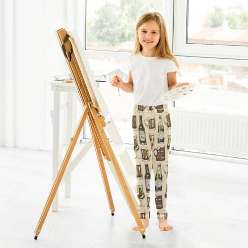 CaTaKu Girls Leggings Beer Vintage Bottle Leggings for Girls Kids Athletic Workout Yoga Pants Size 4-10T2