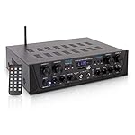 Pyle 500W Karaoke Wireless Bluetooth Amplifier - 4 Channel Stereo Audio Home Theater Speaker Sound Power Receiver with AUX IN, FM, RCA Subwoofer Speakers OUT, USB, Microphone IN with Echo
