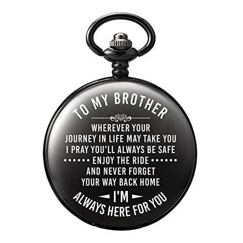 Image of TREEWETO Mens Engraved Pocket Watch Gifts for Brother, Unique Birthday Gift Ideas for Man, Graduation Gifts for Him, Present for Men