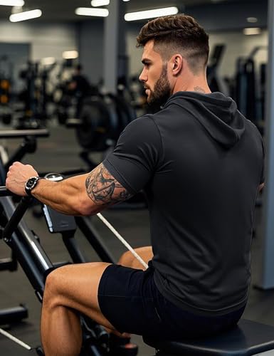 MAGCOMSEN Men's Short Sleeve Hoodie Cotton Hooded T Shirts Lightweight Sweatshirt Hoodies Pullover2