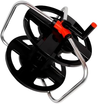 Eujgoov Water Pipe Storage Rack with Hose Reel - Portable 35m Rope Organizer Shelf for Garden Garage Workshop (Black)