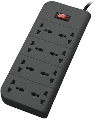 Belkin 8-Socket Surge Protector Universal Socket with 6.5ft (2-Meter) Heavy Duty Cable Overload Protection, Extension Cord...