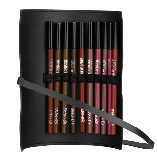 MARS PREMIUM Matte Lip Liner with Holder Set of 10 | One Swipe Smooth Application | Long Lasting & Travel Friendly Lip Pencil | Multicolor | Set-B (1.4g x 10)-sh7711