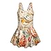 Qznuberone Girls Sleeveless Swimsuit, Bird Print Toddler Kids One Piece Bathing Suit, Fashion Quick Dry Swimwear Dress, Easy on/Off 3-13Y