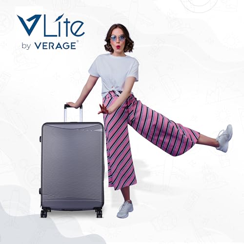 Image of Verage V-Lite Firestone 28 inch /78cms Dark Grey Check-in Hardsided Trolley Bags for Travel, Large Suitcase with Spinner Wheels, Anti-Theft Zippers Luggage