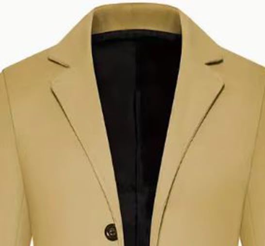 Men's Mid-Length Single Breasted Trench Coats Notch Lapel Single Breasted Long Overcoat Jacket Warm Windbreaker2