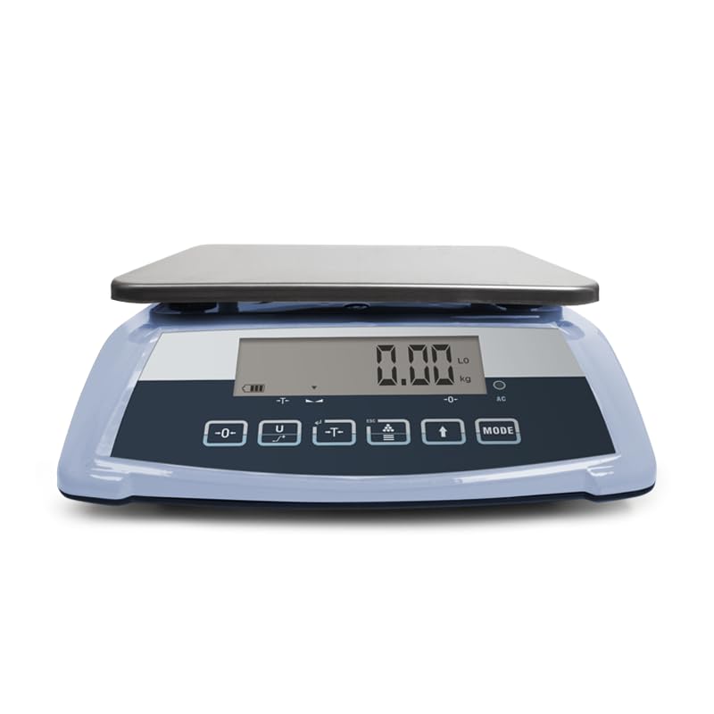 MBH - Balanza Cuenta Piezas Profesional hasta 15 kg con Batería Recargable y Plato INOX. Báscula Industrial con Pantalla LCD, Tara y Checkweigher para Hostelería, Bar y Charcutería (295x230 mm)