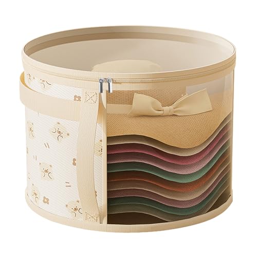 ReignSword Little Bear Hat Storage Box for Women Men, Travel Hat Box Organizer with Dust Proof Lid, Cowboy Hat Holder with Double Zipper