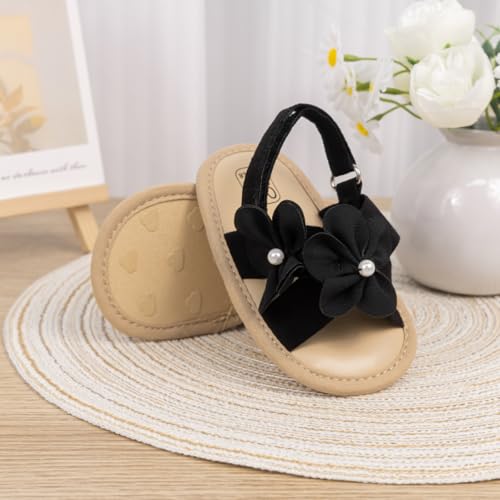 Image of Miamooi Infant Baby Girls Boys Sandals Summer Bowknot Crib Shoes Toddler Pu Leather Flower Soft Rubber Sole Dress Flats First Walker Shoes