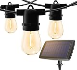 DAMAING Solar String Lights Outdoor 48Ft LED String Lights with 16 Shatterproof Bulbs,USB Rechargeab