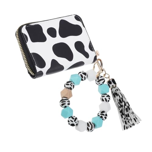 Porte-clés en cuir de PU et étui à cartes de crédit pour femme